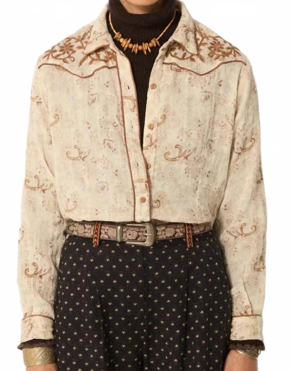 NEW MAISON HOTEL jolene button up in sand paisley